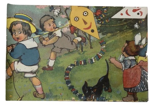 Antique Vtg Wood Block Cube Puzzle Kids Dogs Circus Animals 6 in 1 Germany Box - Picture 6 of 13