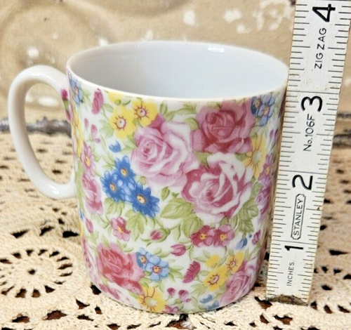 4er Set Vintage Lefton? #043 Floral Chintz Becher klein Größe 2 separate Muster - Bild 5 von 6