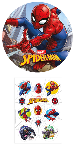Juego de 2 colgadores de tartas comestibles Spiderman + mini colgador de tartas, decoración de tartas