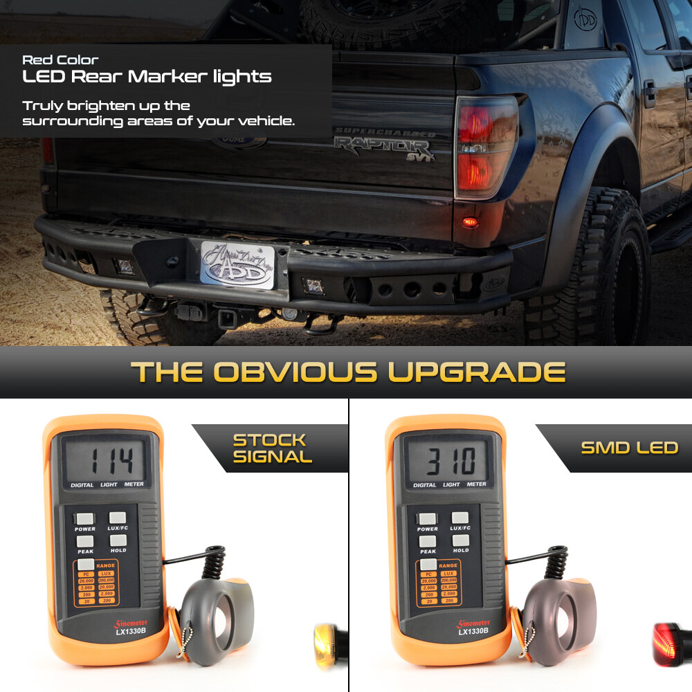 2Pcs LED Rear Bumper Side Marker Lights Red For 20102014 Ford F150 SVT Raptor eBay