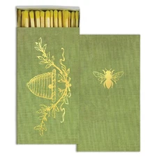 Bee Crest Set of 2 Large Matchboxes with Wooden Matches