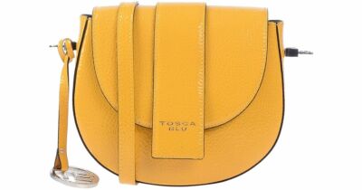 TOSCA BLU $180 Yellow Leather Crossbody Shoulder Bag Textured Flap Made in Italy
