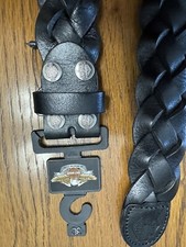 AUTHENTIC HARLEY DAVIDSON BLACK WOVEN LEATHER BELT 30&rdquo; X 1.5&rdquo; NO BUCKLE