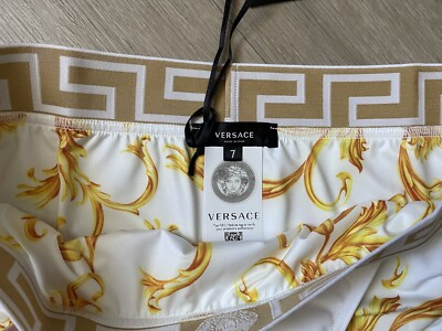 NWT Versace Mens Greca Border Swim Brief White Size 7 XL | eBay