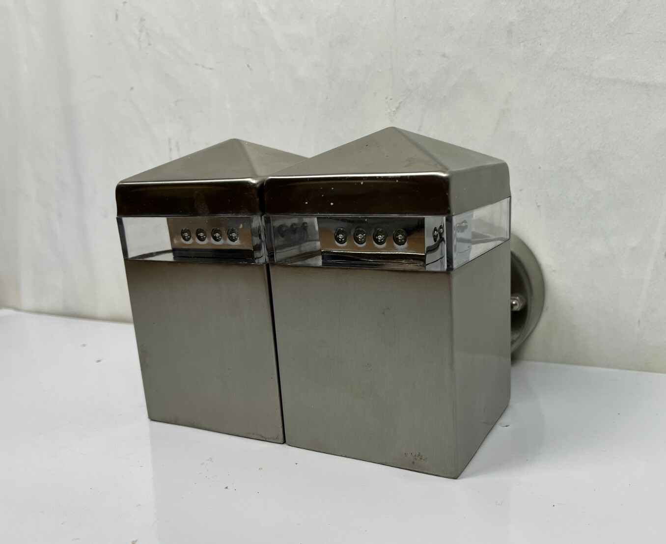 2 X Stainless Steel LED Outdoor Wall Lighting Silver Metal  RRP £120
