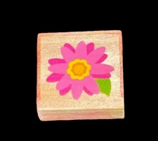 Horizon Group USA Brand FLOWER Wood Mounted Rubber Stamp