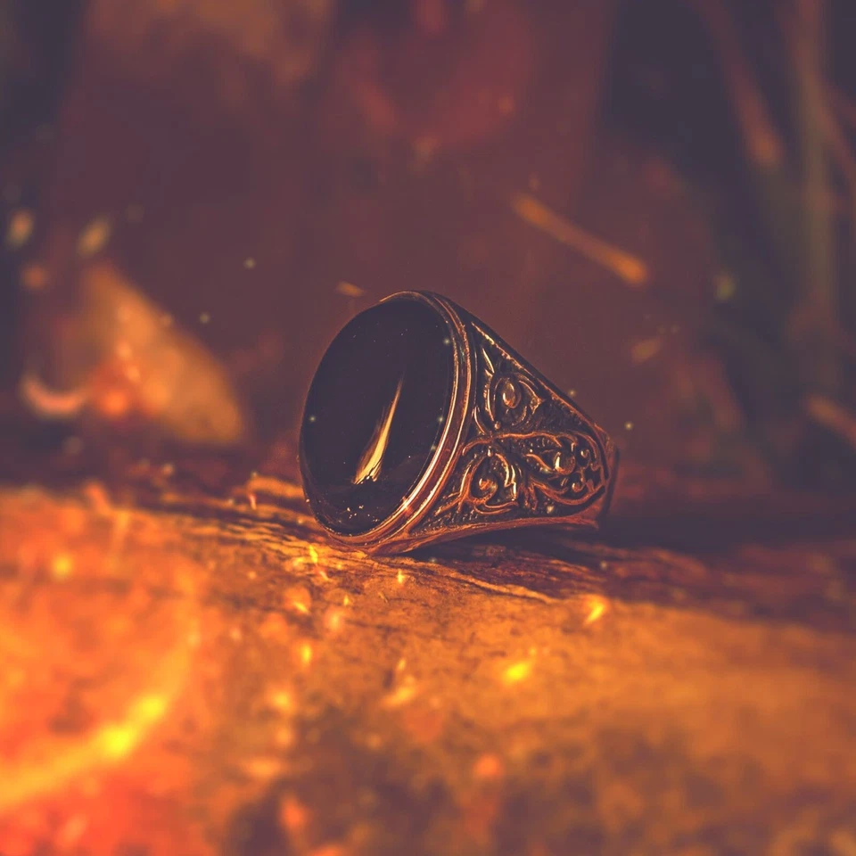 Anello in argento sterling 925 con pietra preziosa naturale agata nera... - Immagine 4 di 4