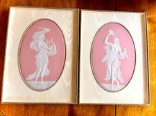 Antique French Wall Art Plaques-Limoges-Framed-C THARAUD-2-Pate Sur Pate-14x10