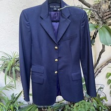 RALPH LAUREN WOMENS 2 CLASSIC WOOL NAVY BLAZER BRASS Buttons