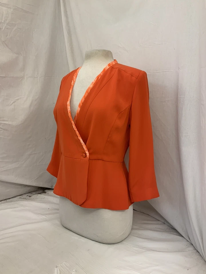Cabi Blazer Jacket Sz 4 Orange Poly 1-btn Func Cuffs NWOT YGI P1-110 - Imagem 4 de 4