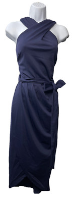 Hanna Nikole Women Wrap Front Party Dress Halterneck Ruched Bodycon Dress 16W