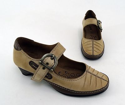 Pumps Jana Natural Spange Ballerina Leder sand braun 37 H