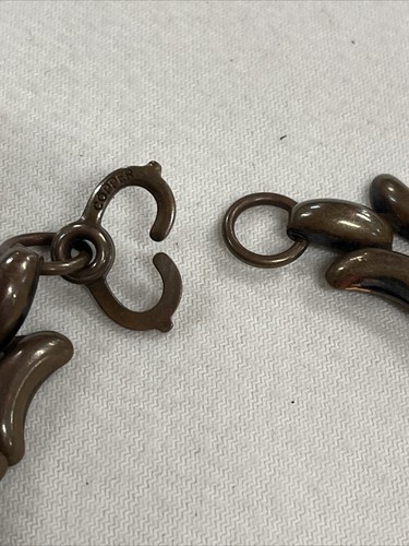 Vintage Copper Chain Link Bracelet Unisex Sausage Puffed Scissor Clasp 9 1/8 - Picture 4 of 5