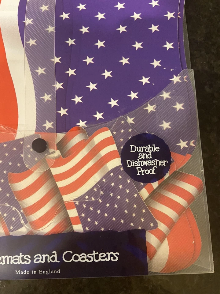 Pimpinela Compañeros de Mesa Bandera Americana 4 Manteles y Posavasos Patriótico Nuevo Foto 2 de 4