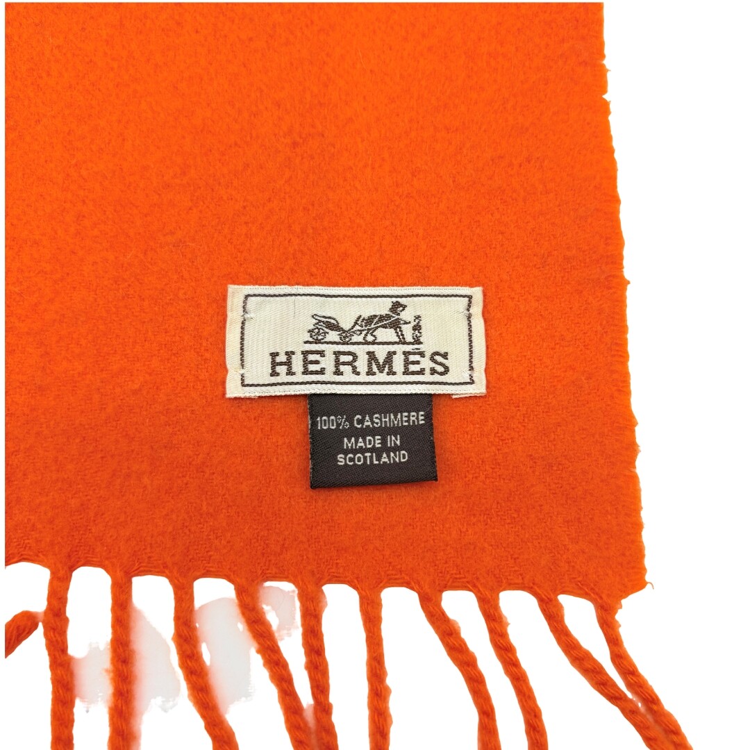 Authentic HERMES Muffler Scarf Orange Cashmere #36636067 | eBay