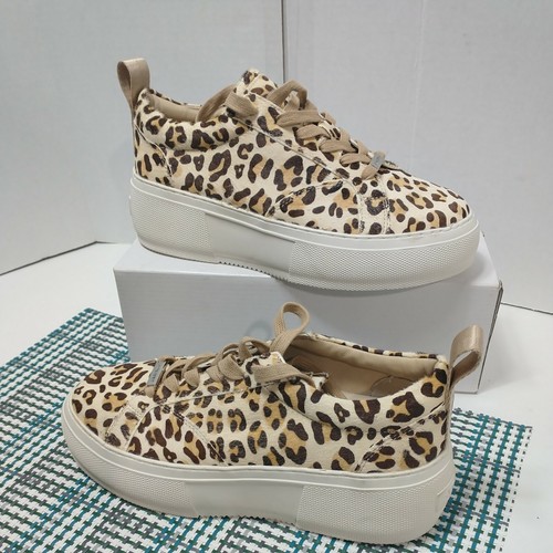 J/Slides Damen hellbraun Leder Leopard Mode Sneaker Größe 7,5M - Bild 3 von 10