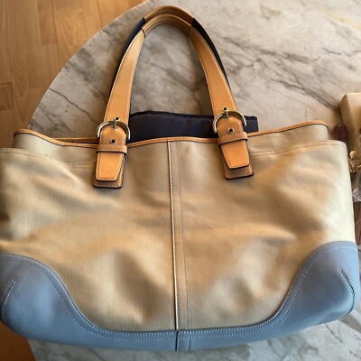COACH かごバッグ ベージュ/ブルー コーチ COACH トートバッグ カーゴトート ベージュ レディース COACH