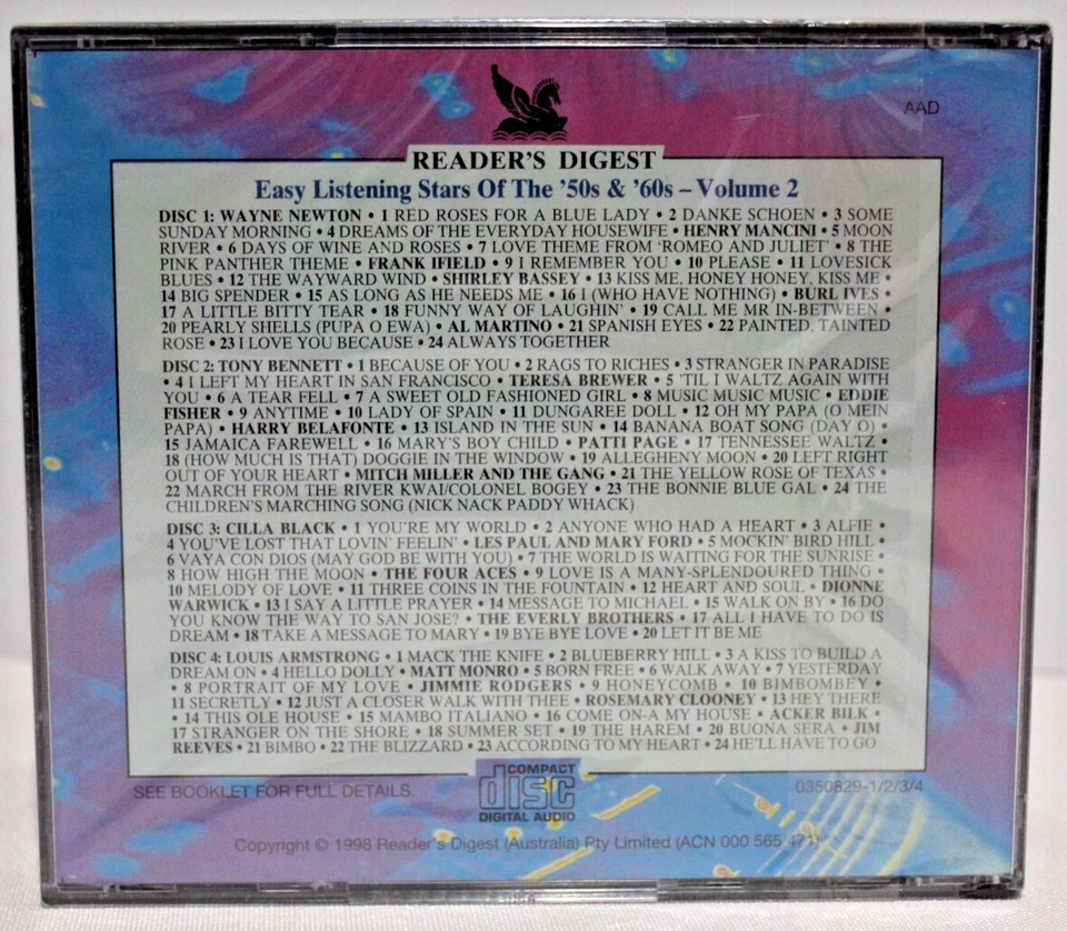 NEW Easy Listening Stars of the 50s & 60s Vol 2 4CD Set 1998 Music Song Sealed - Image 4 of 4