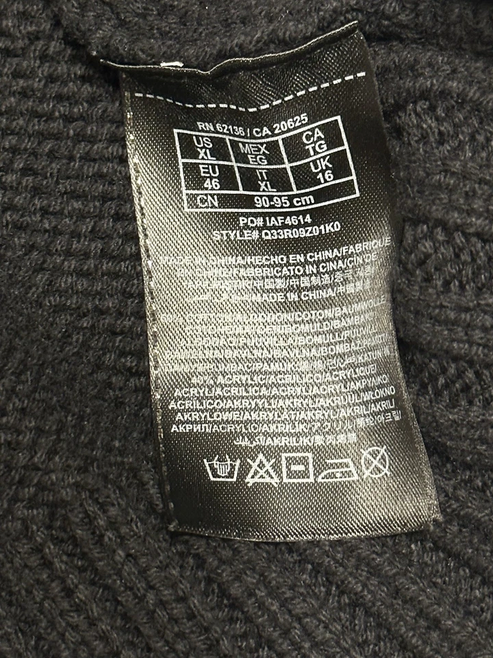 XL Vestido Guess Negro Manga Larga Suéter Tejido Vestido Con Cinturón Foto 4 de 4