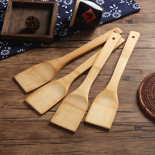 Set of 2/4/6 Bamboo Kitchen Utensils Spatula Spoon Shovel Cooking Kitchen Tools - Picture 11 of 12