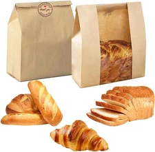 Large Paper Bread Bags for Homemade Sourdough-Bread Packaging Bag for Gifting, L