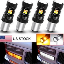4Pcs LED Switchback Front Turn Signal Light Bulbs For 94-99 Chevy K1500 C1500