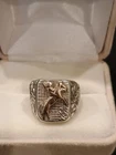 Vintage Handmade Sterling Silver & 10k Gold Cowboy On Horse Mens Ring Size 7