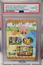 1998 POCKET MONSTERS SEALDASS FANCY GRAFFITI #09 PIKACHU AND OTHERS PSA 10