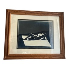 Vintage Stewart Photo Woodblock Print Art Erotic Adult Gay Male Laying Back 1979