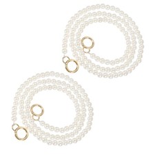 2Pcs Imitation Pearl Purse Strap, 43" Handbag Chain with Spring Clasp, 10mm