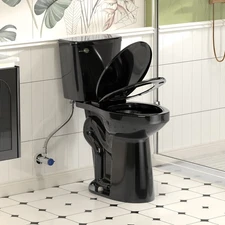 21" High Black Toilet Elongated 1.28 GPF Single Flush for Seniors & Tall Person