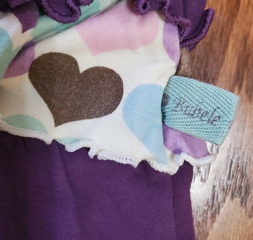 BUBELE 6-9M GIRLS RUFFLE DRESS SOLID PURPLE &IVORY HEART PRINT RUFFLES 100COTTON - Picture 7 of 12