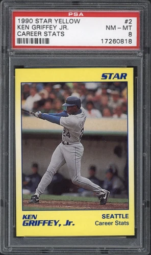 1990 Star Yellow Ken Griffey Jr. Career Stats #2 PSA 8 NM-MT HOF Mariners