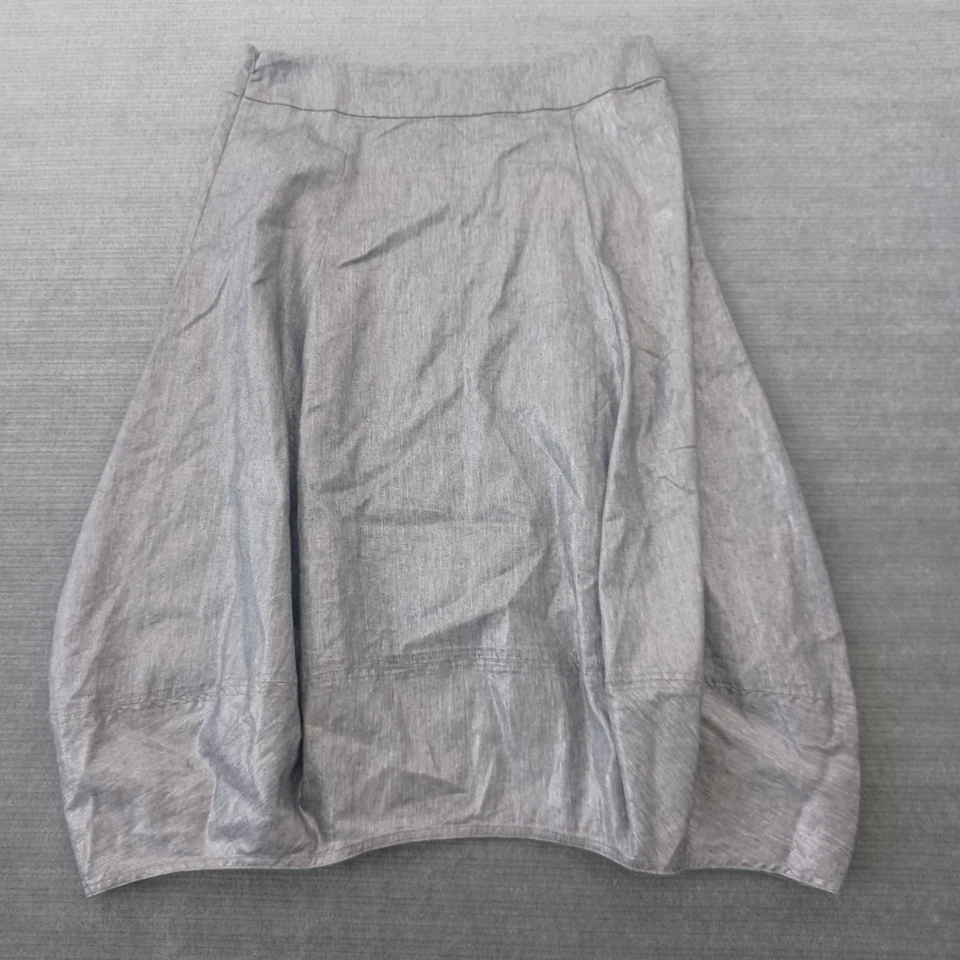 Eileen Fisher Skirt Women M Gray Metallic Midi Lagenlook Linen Bubble Modest - Image 2 of 4