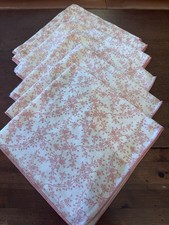 Lot de 6 serviettes en tissu rose et blanc neuves