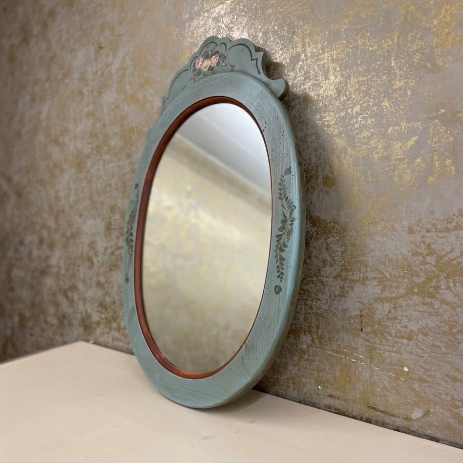 Miroir De Mur De Ferme Bleu Ancien Année 1700 Décoration Antique Vintage