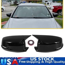 Pair Rearview Side Mirror Cover Caps Gloss Black For 2013-2017 Honda Accord 9th
