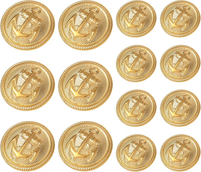 14Pcs Metal Gold Blazer Buttons Set 18Mm 23Mm for Suit Coat Jacket