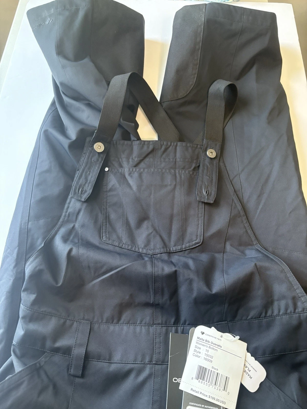 Obermeyer Women's Malta Bib Overalls, Size 10, Black (NWT)