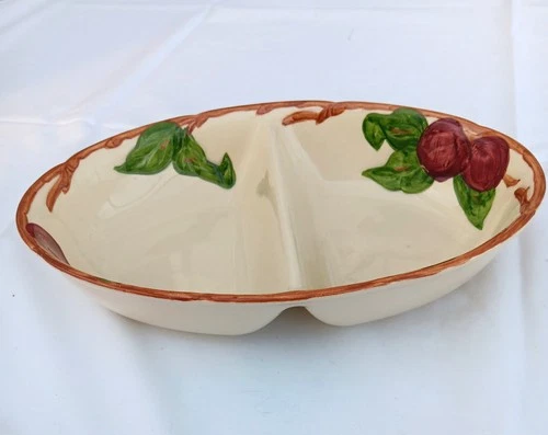 Vintage USA Franciscan Apple Divided Vegetable Serving Dish 10.75"
