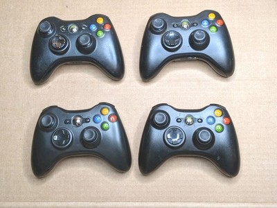 Lot of 4 Xbox 360 Wireless Controllers 3 OEM Microsoft Parts Repair Read