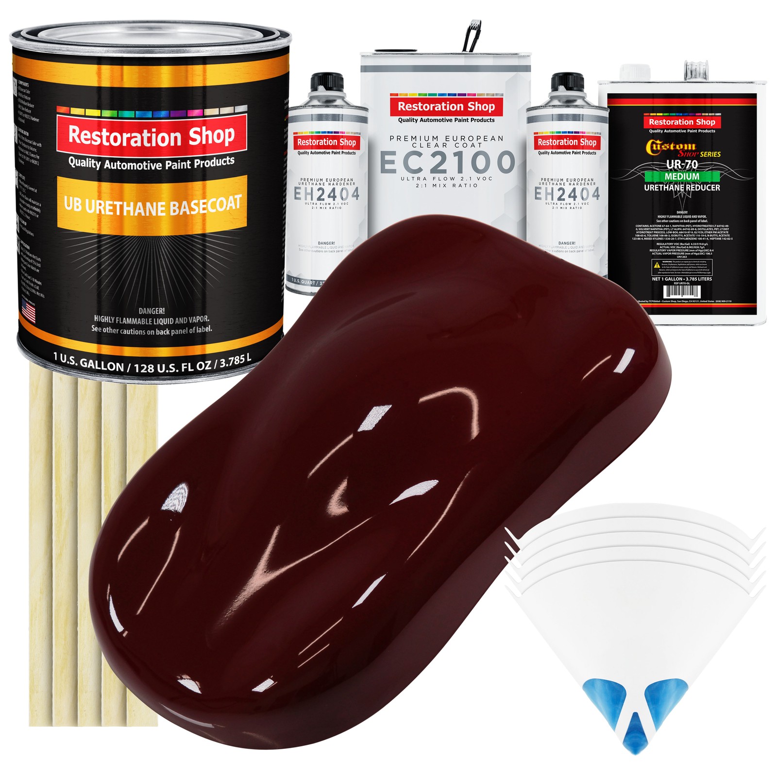 Burgundy Urethane Basecoat & Euro Clear Coat Automotive Paint Gallon Kit