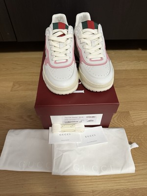  % Authentic! Brand new! Gucci WOMEN'S RE-WEB  Leather SNEAKER size37.5 /US7.5