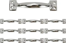 10Pcs 6 Inch Rustic Gate Handle Pulls Vintage Utility Door 6 Inch, Silver 
