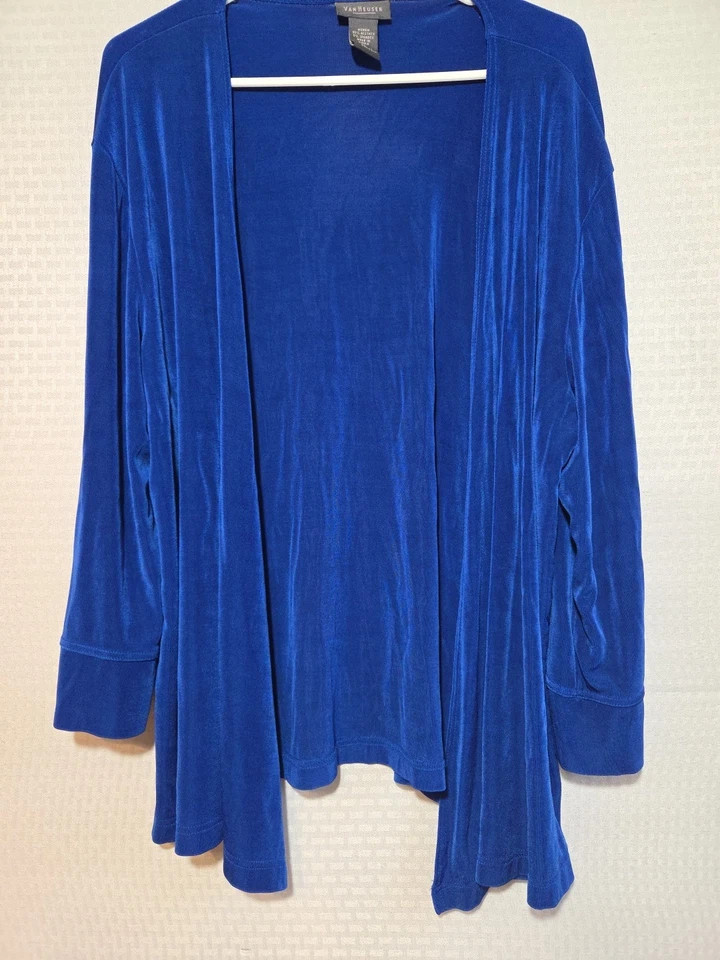 Cárdigan para mujer Van Heusen azul cascada frente abierto manga larga elástico XL Foto 2 de 4