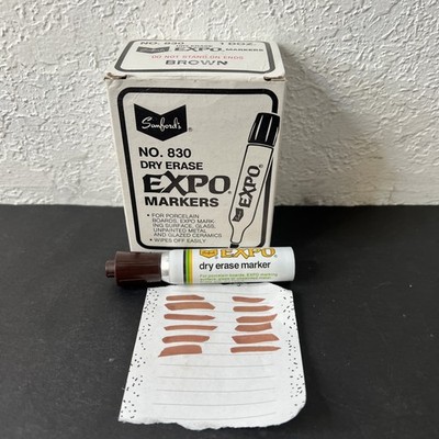 Box Of 12Vintage Sanford Expo Dry Erase Markers Brown 830 USA