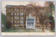Newark, Ohio c.1907 Hotel Sherwood Vintage Postcard Hand Colored Posted