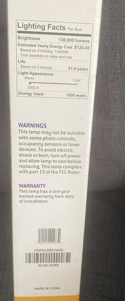 Three Fusion Lamps ET25 HIGH PRESSURE SODIUM  FHPS10000/M0G 2000k Candle Light - Image 4 of 4