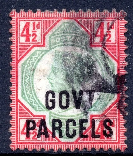 QV 1887-1890 SG O71 / 071  4½d Green & Carmine Govt Parcels Official Good Used