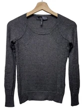 Isabel Marant Super Kid Mohair Wool Crewneck Sweater Sz 36/XS Gray Moto Pullover